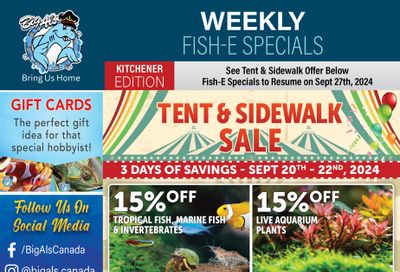 Big Al's (Kitchener) Weekly Specials September 20 to 22