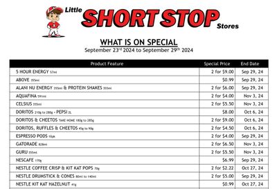 Little Short Stop Flyer September 23 to 29