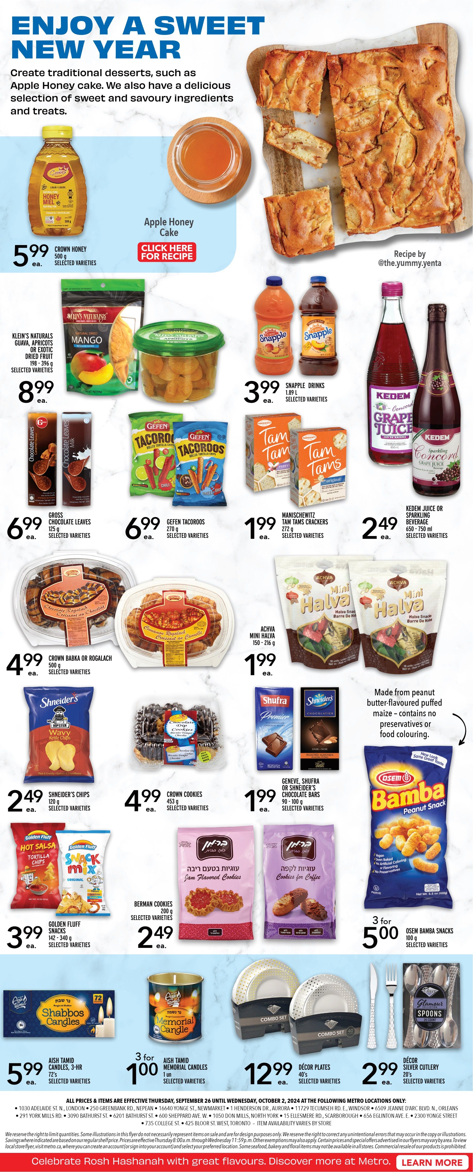 Metro (ON) Rosh Hashanah Flyer September 26 to October 2