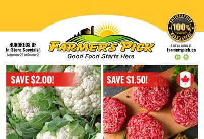 Farmer's Pick Flyer September 26 to October 2