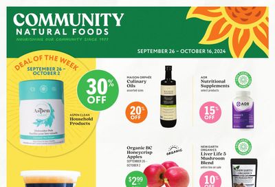 Community Natural Foods Flyer September 26 to October 16