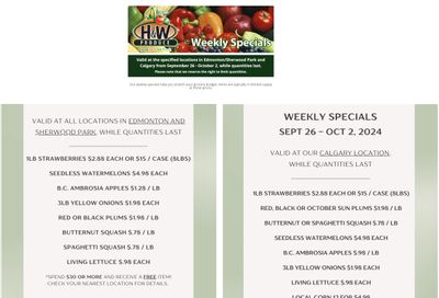 H&W Produce Flyer September 26 to October 2