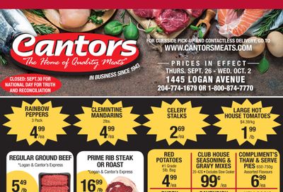 Cantor's Meats Flyer September 26 to October 2