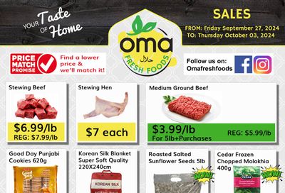 Oma Fresh Foods Flyer September 27 to October 3