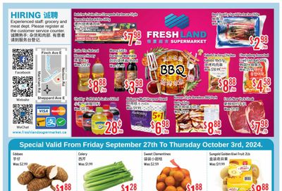 FreshLand Supermarket Flyer September 27 to October 3