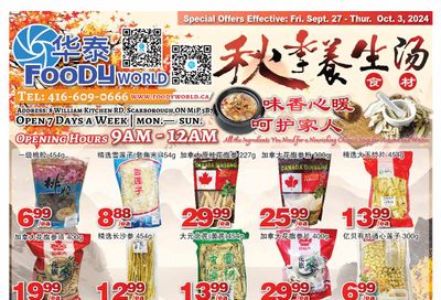 Foody World Flyer September 27 to October 3