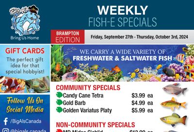 Big Al's (Brampton) Weekly Specials September 27 to October 3