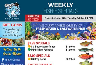 Big Al's (Hamilton) Weekly Specials September 27 to October 3