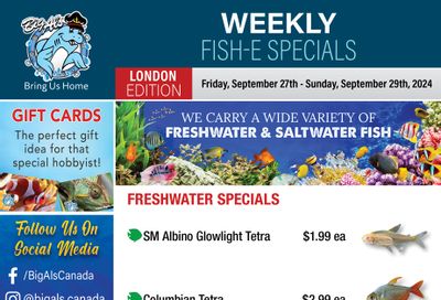 Big Al's (London) Weekend Specials September 27 to 29