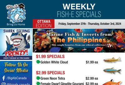 Big Al's (Ottawa) Weekly Specials September 27 to October 3