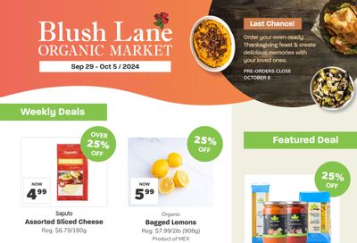 Blush Lane Organic Market Flyer September 29 to October 5