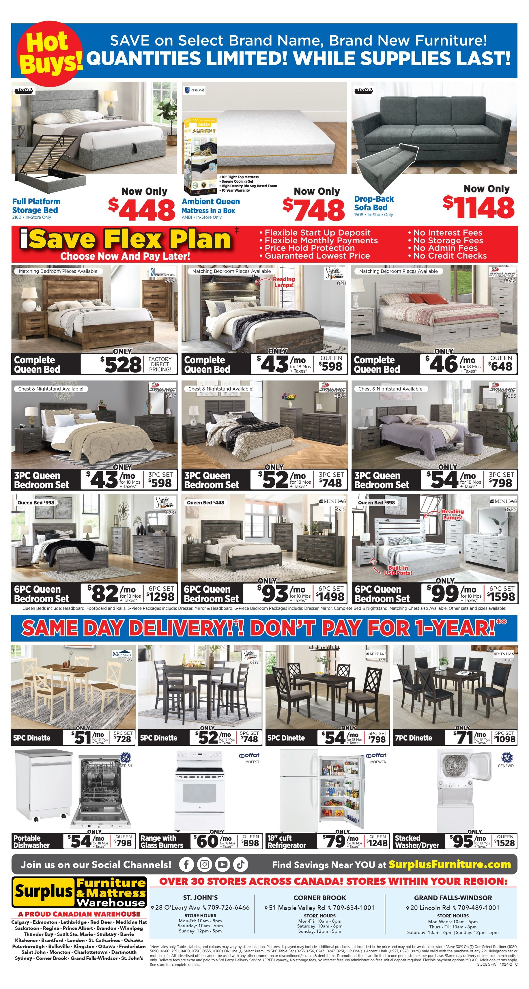 Surplus Furniture & Mattress Warehouse (St. John's, Corner Brook, Grand Falls Windsor) Flyer September 30 to October 6