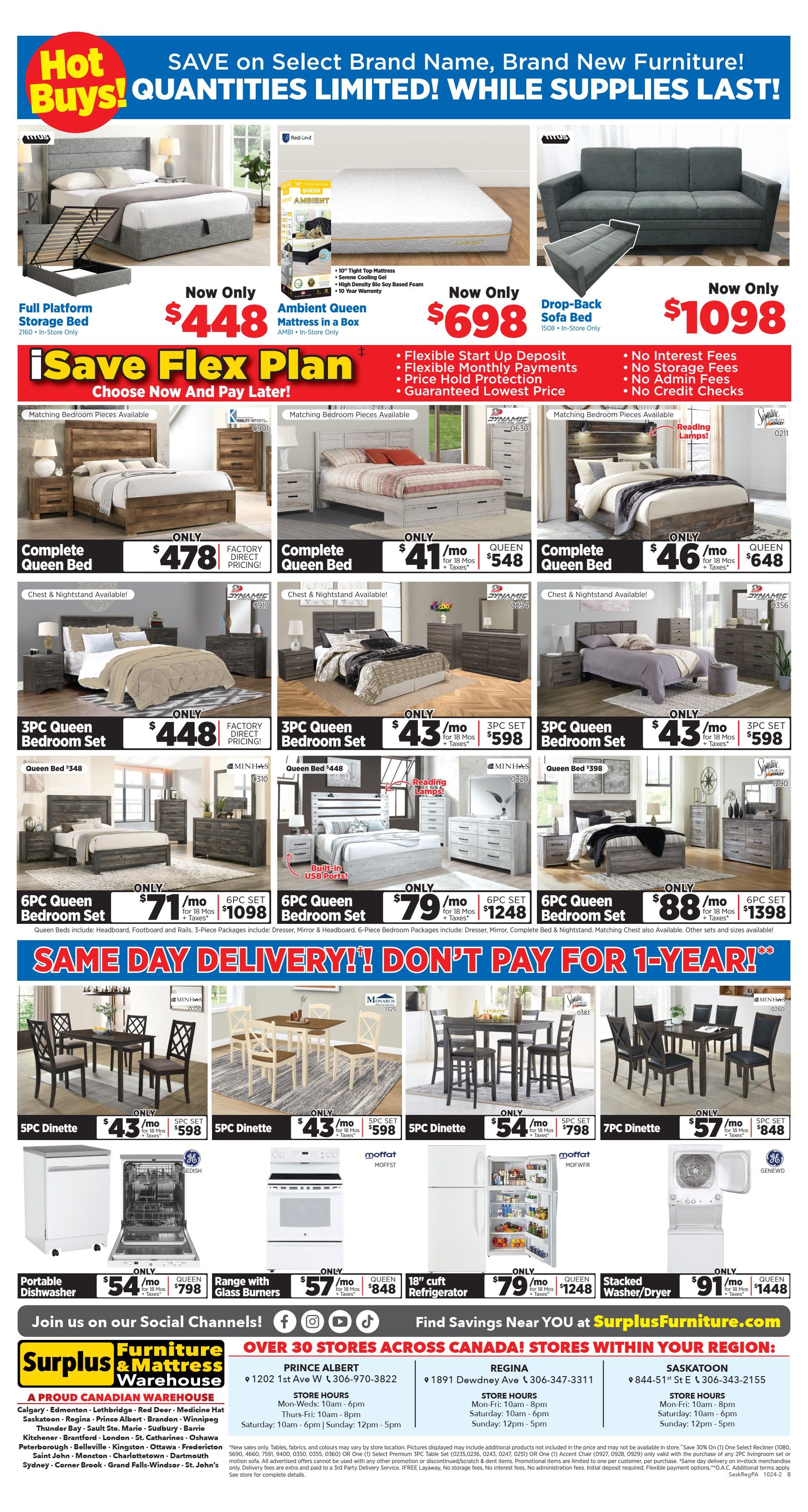 Surplus Furniture & Mattress Warehouse (Regina, Saskatoon, Prince Albert) Flyer September 30 to October 6