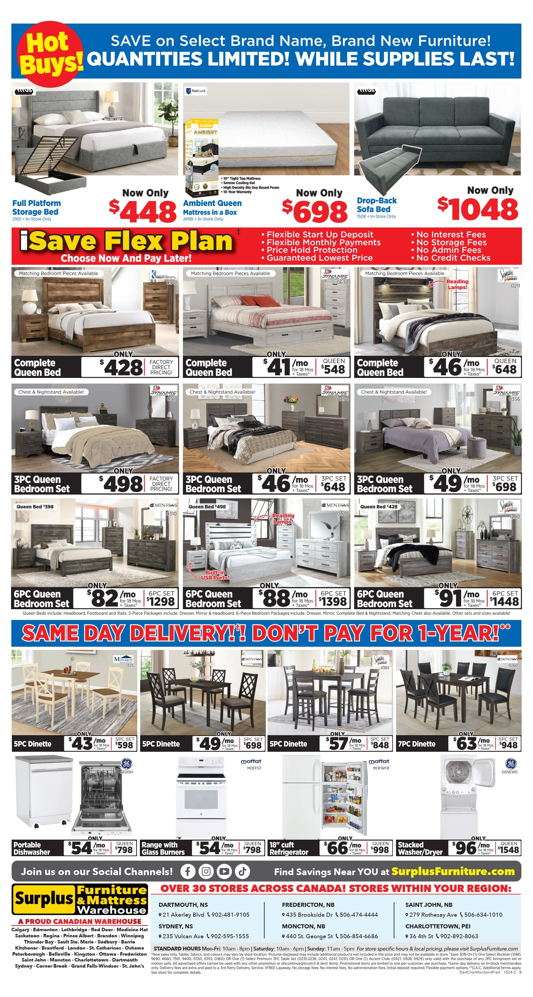 Surplus Furniture & Mattress Warehouse (Dartmouth, Charlottetown, Moncton, Saint John, Fredericton) Flyer September 30 to October 6