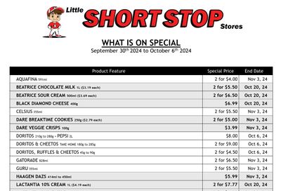 Little Short Stop Flyer September 30 to October 6