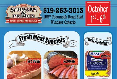 Schwab's & Primo's Flyer October 1 to 6