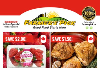 Farmer's Pick Flyer October 3 to 9