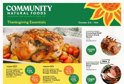 Community Natural Foods Flyer October 3 to 14