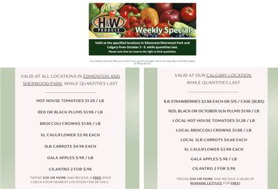 H&W Produce Flyer October 3 to 9