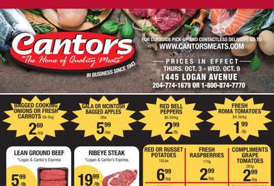 Cantor's Meats Flyer October 3 to 9