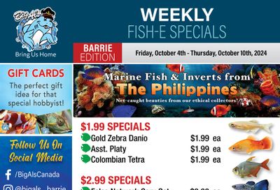 Big Al's (Barrie) Weekly Specials October 4 to 10