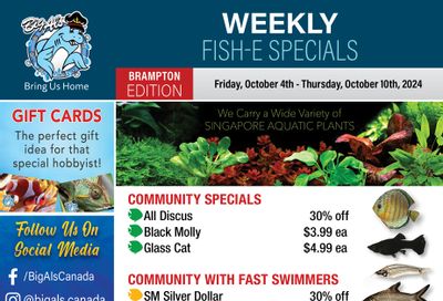 Big Al's (Brampton) Weekly Specials October 4 to 10