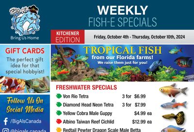 Big Al's (Kitchener) Weekly Specials October 4 to 10