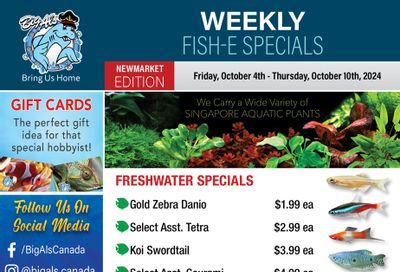 Big Al's (Newmarket) Weekly Specials October 4 to 10