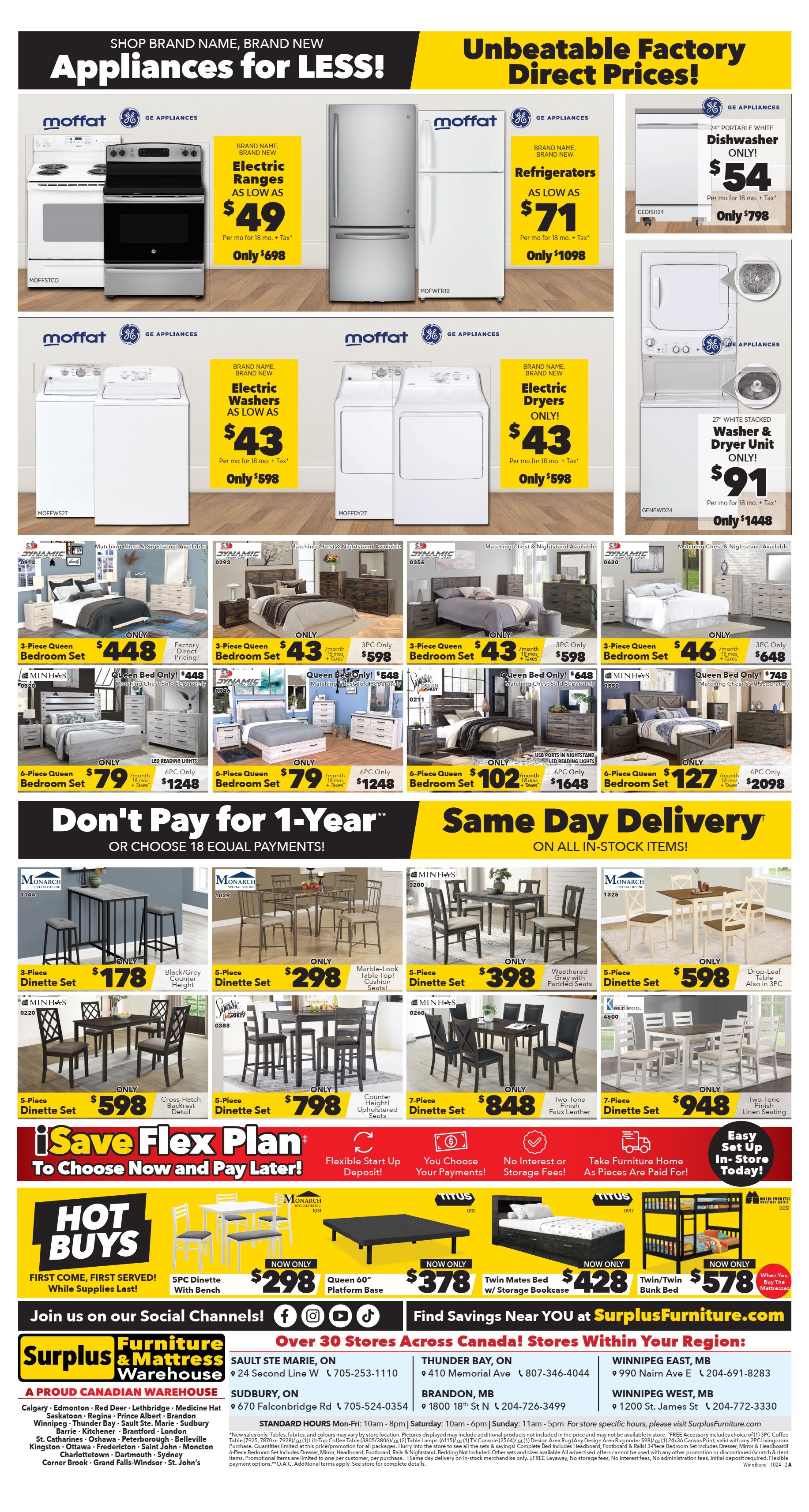 Surplus Furniture & Mattress Warehouse (Winnipeg, Brandon) Flyer October 7 to 27