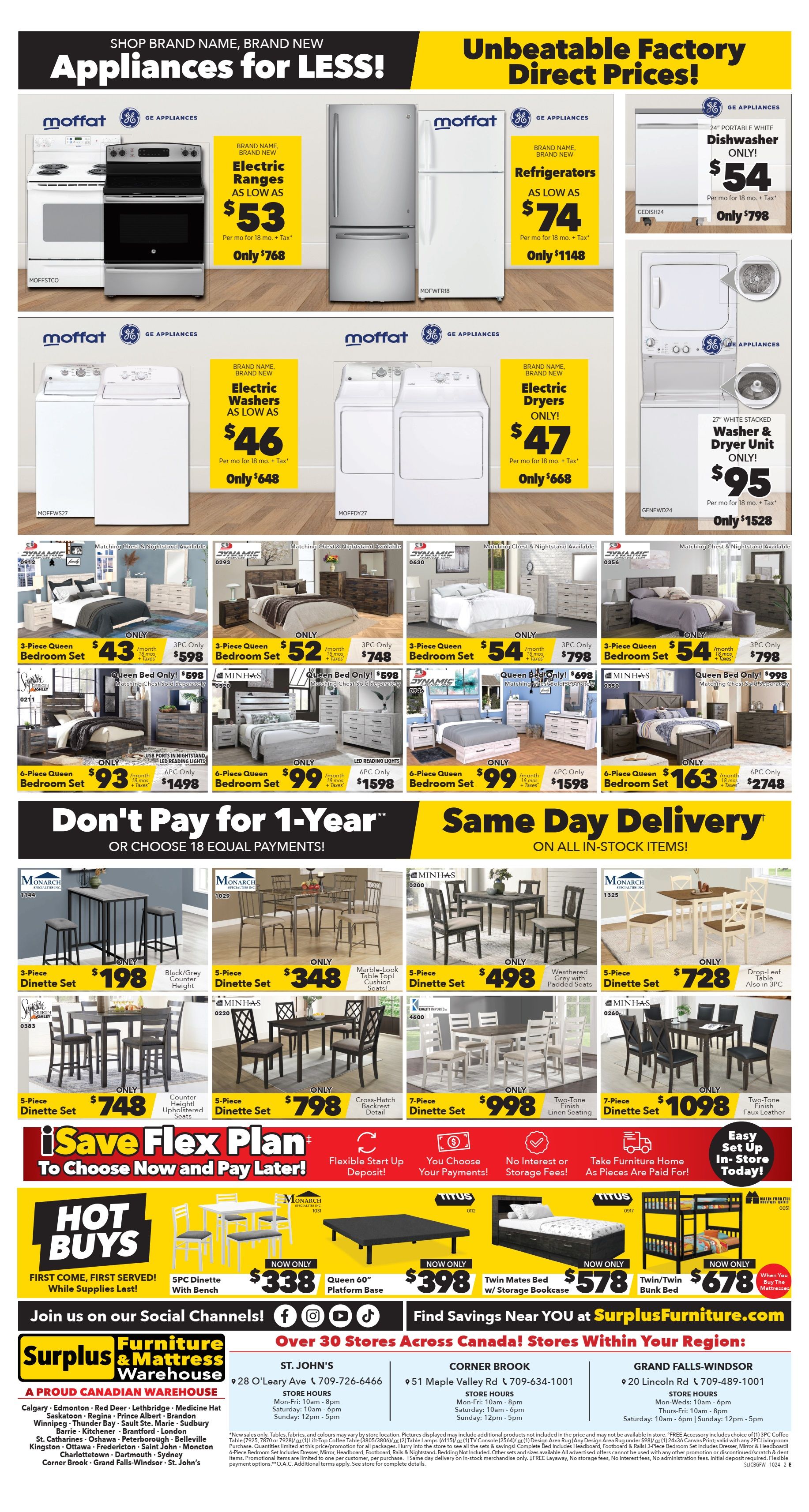Surplus Furniture & Mattress Warehouse (St. John's, Corner Brook, Grand Falls Windsor) Flyer October 7 to 27