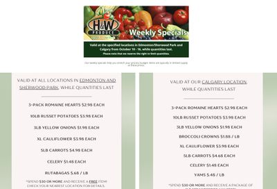 H&W Produce Flyer October 10 to 16