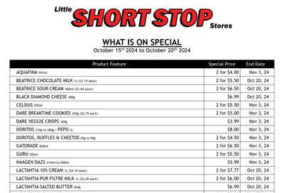 Little Short Stop Flyer October 15 to 20