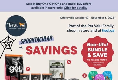 Tisol Pet Nutrition & Supply Stores Flyer October 17 to November 6