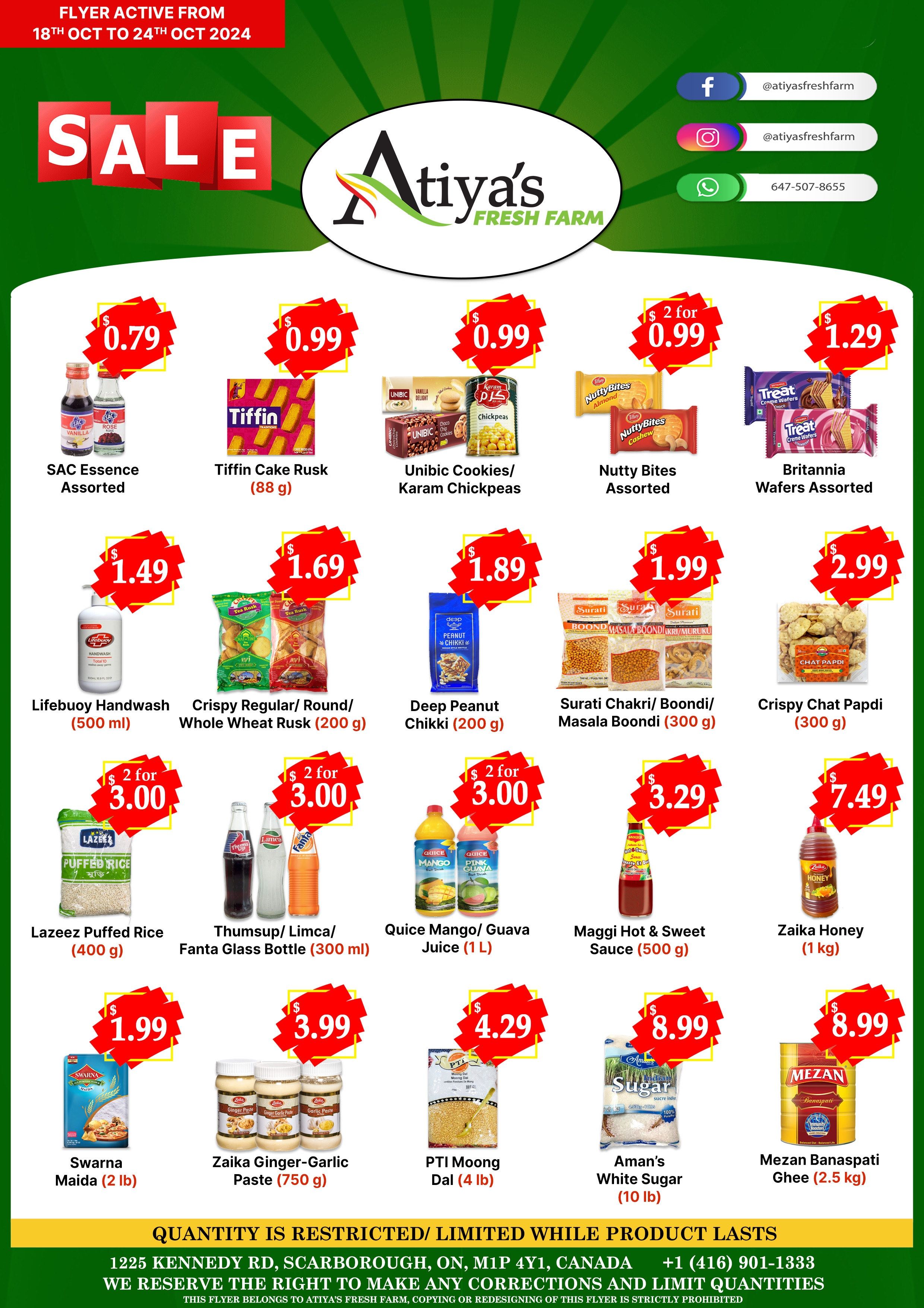 Atiya's Fresh Farm Flyer October 18 to 24