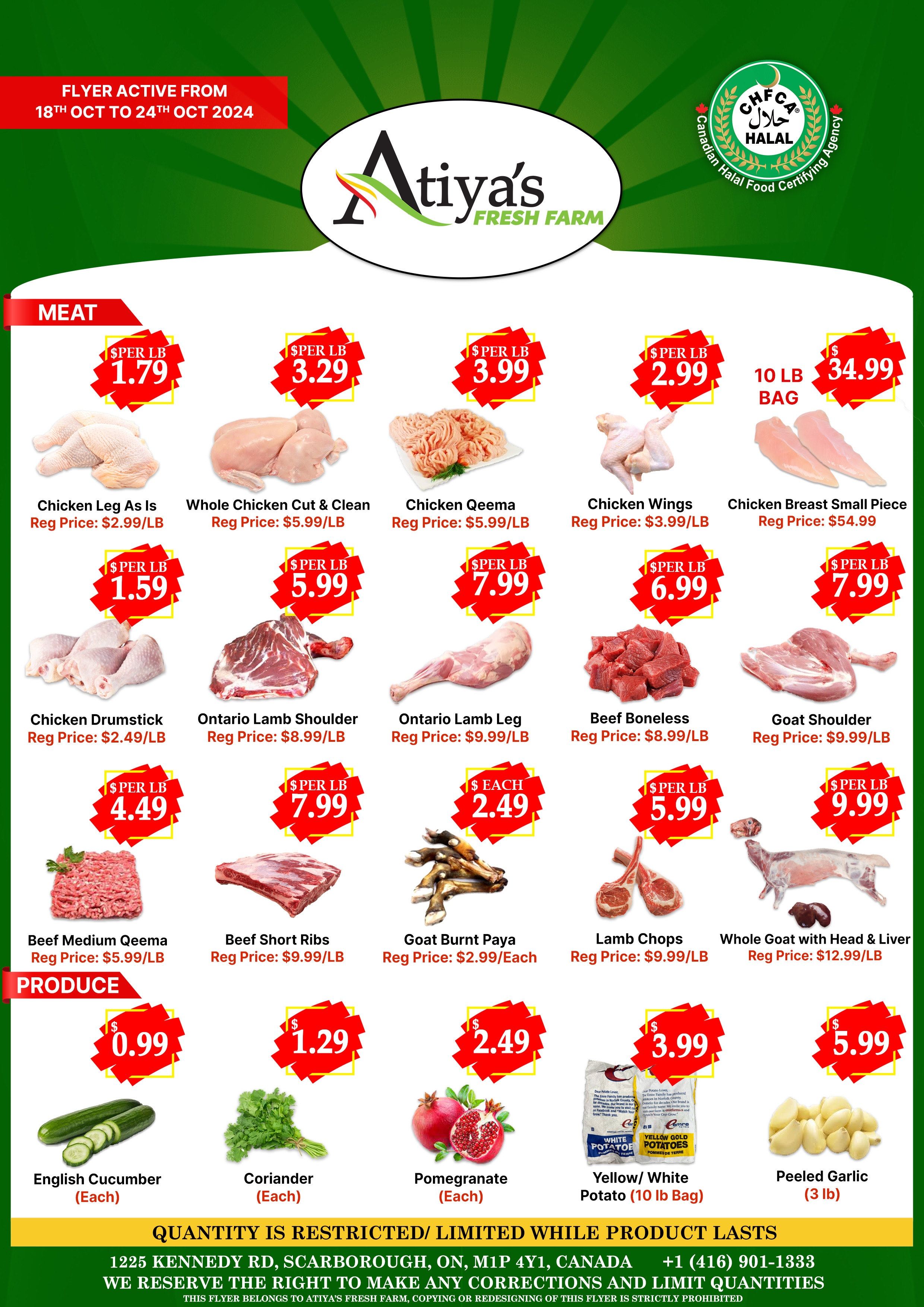 Atiya's Fresh Farm Flyer October 18 to 24