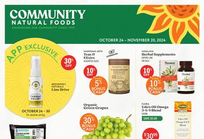 Community Natural Foods Flyer October 24 to November 20