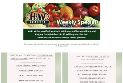 H&W Produce Flyer October 24 to 30