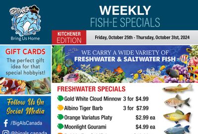 Big Al's (Kitchener) Weekly Specials October 25 to 31