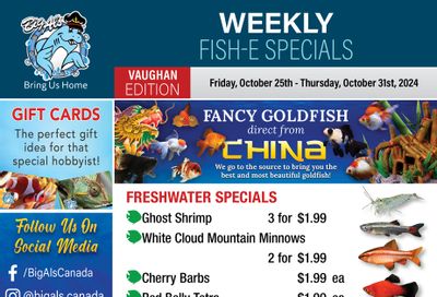 Big Al's (Vaughan) Weekly Specials October 25 to 31