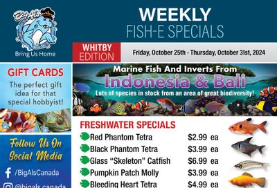 Big Al's (Whitby) Weekly Specials October 25 to 31