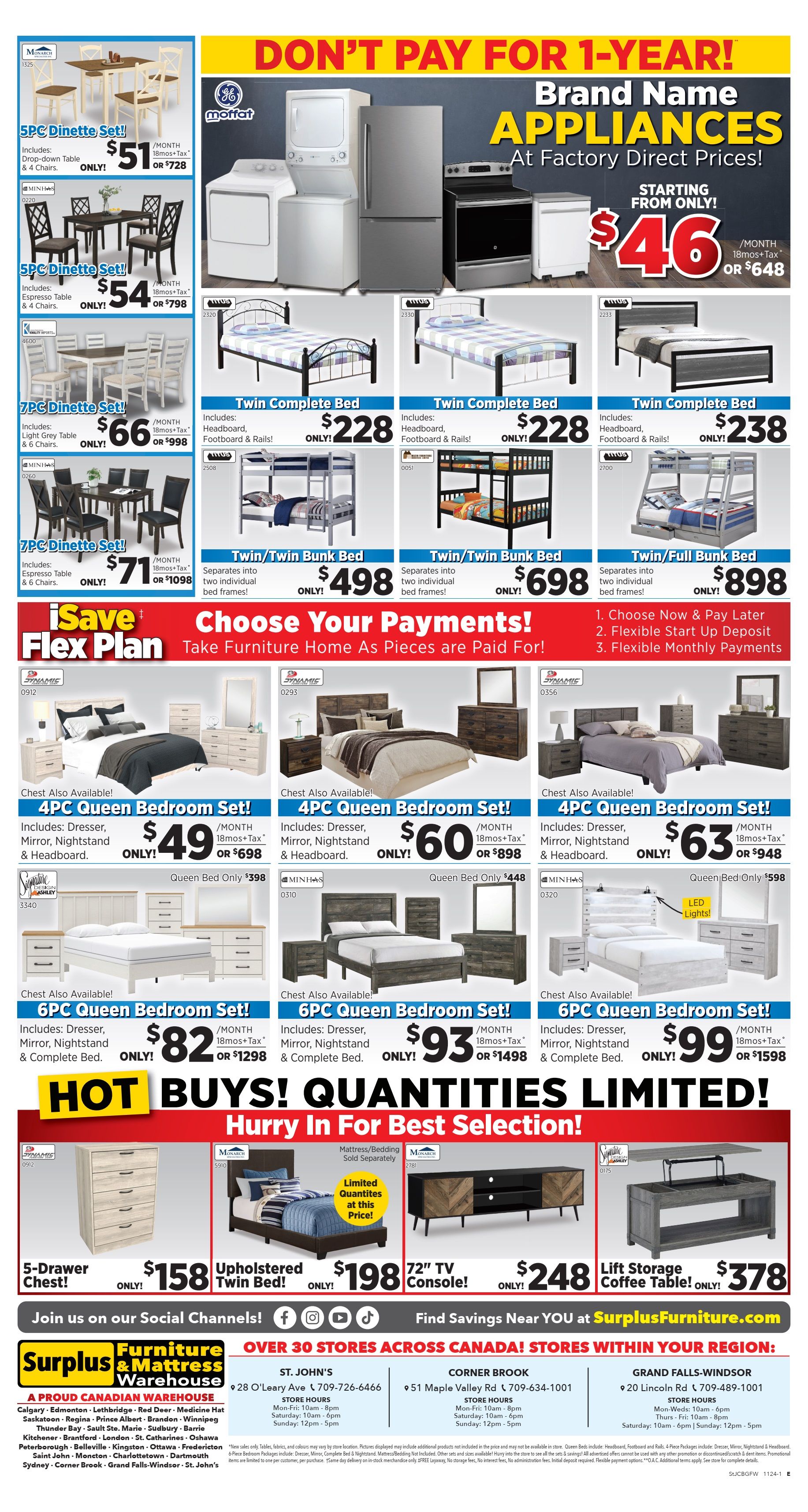 Surplus Furniture & Mattress Warehouse (St. John's, Corner Brook, Grand Falls Windsor) Flyer October 28 to November 17