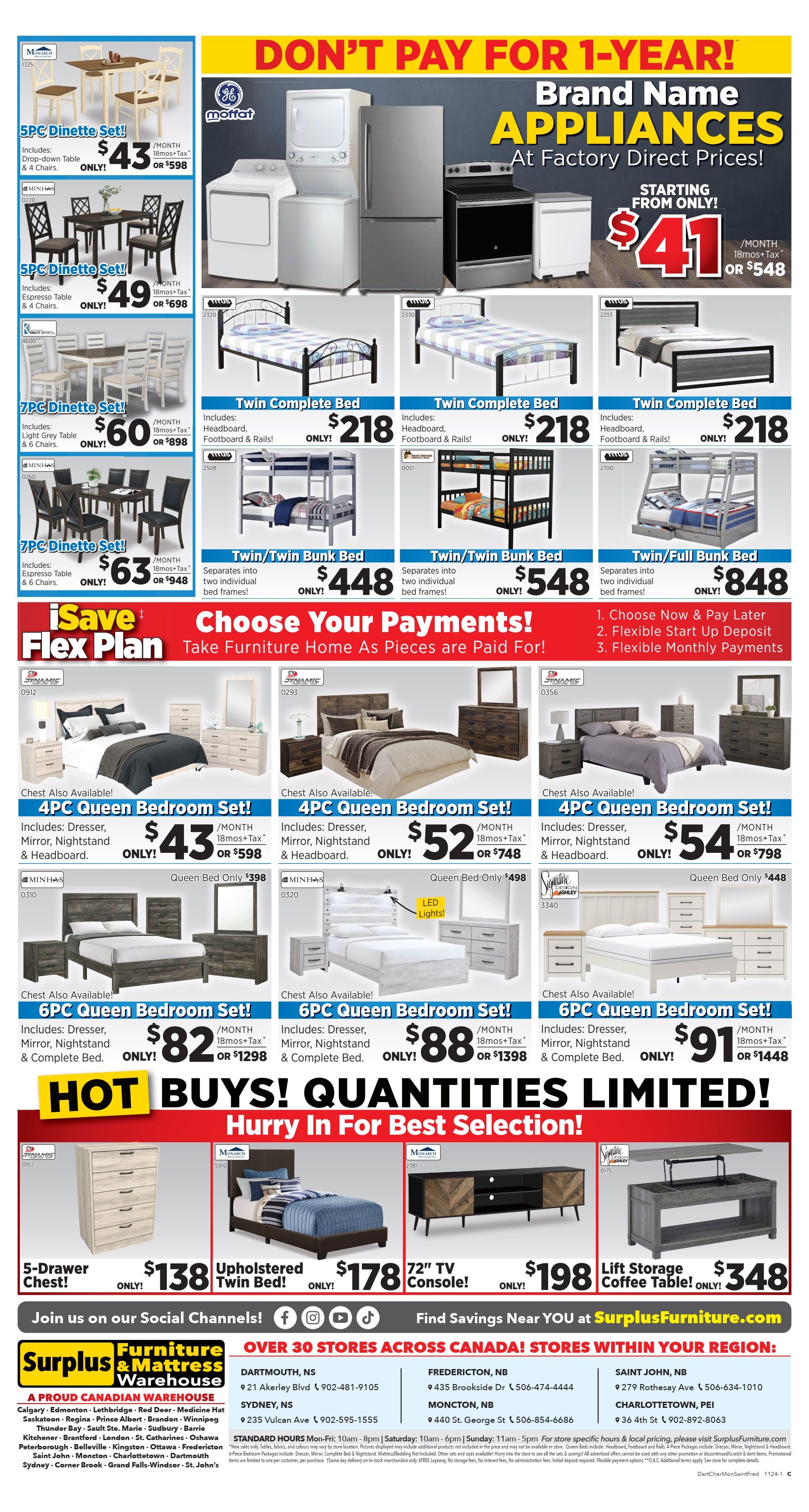 Surplus Furniture & Mattress Warehouse (Dartmouth, Charlottetown, Moncton, Saint John, Fredericton) Flyer October 28 to November 17