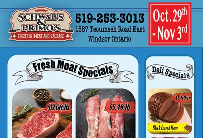 Schwab's & Primo's Flyer October 29 to November 3