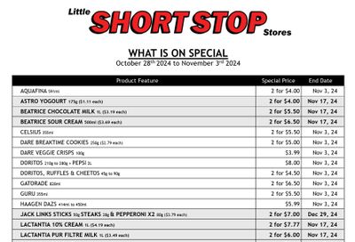 Little Short Stop Flyer October 28 to November 3