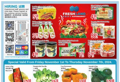 FreshLand Supermarket Flyer November 1 to 7