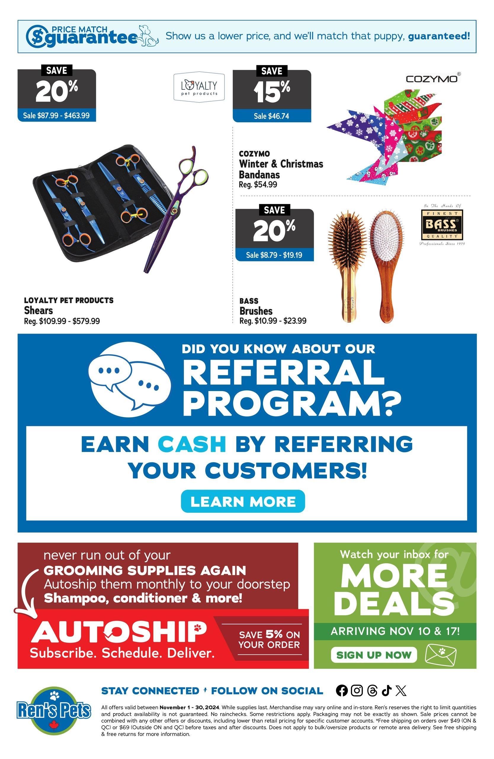 Ren's Pets Monthly Pet Professional Flyer November 1 to 30