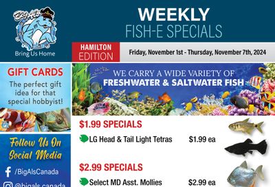 Big Al's (Hamilton) Weekly Specials November 1 to 7