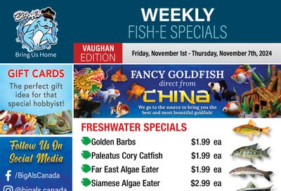 Big Al's (Vaughan) Weekly Specials November 1 to 7