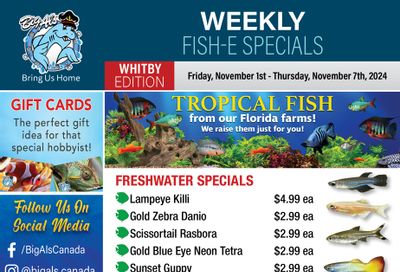 Big Al's (Whitby) Weekly Specials November 1 to 7