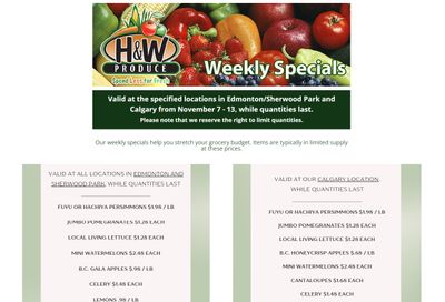 H&W Produce Flyer November 7 to 13